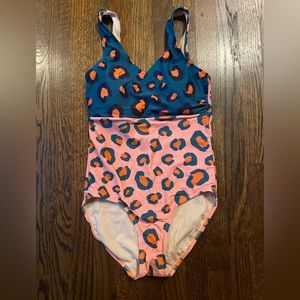 Lime Ricki peach leopard one piece swimsuit